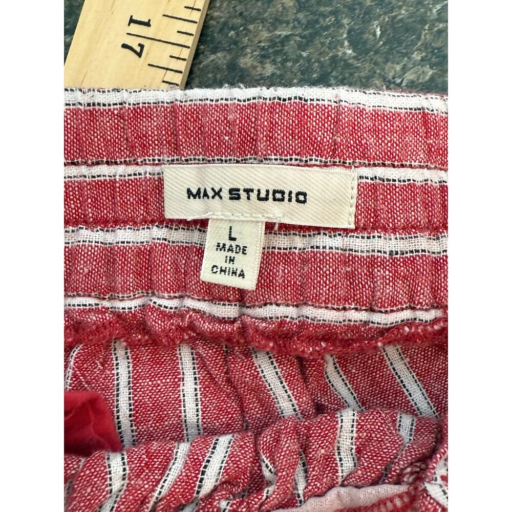 Max Studio Red Striped Button-Front Midi Skirt | … - image 3